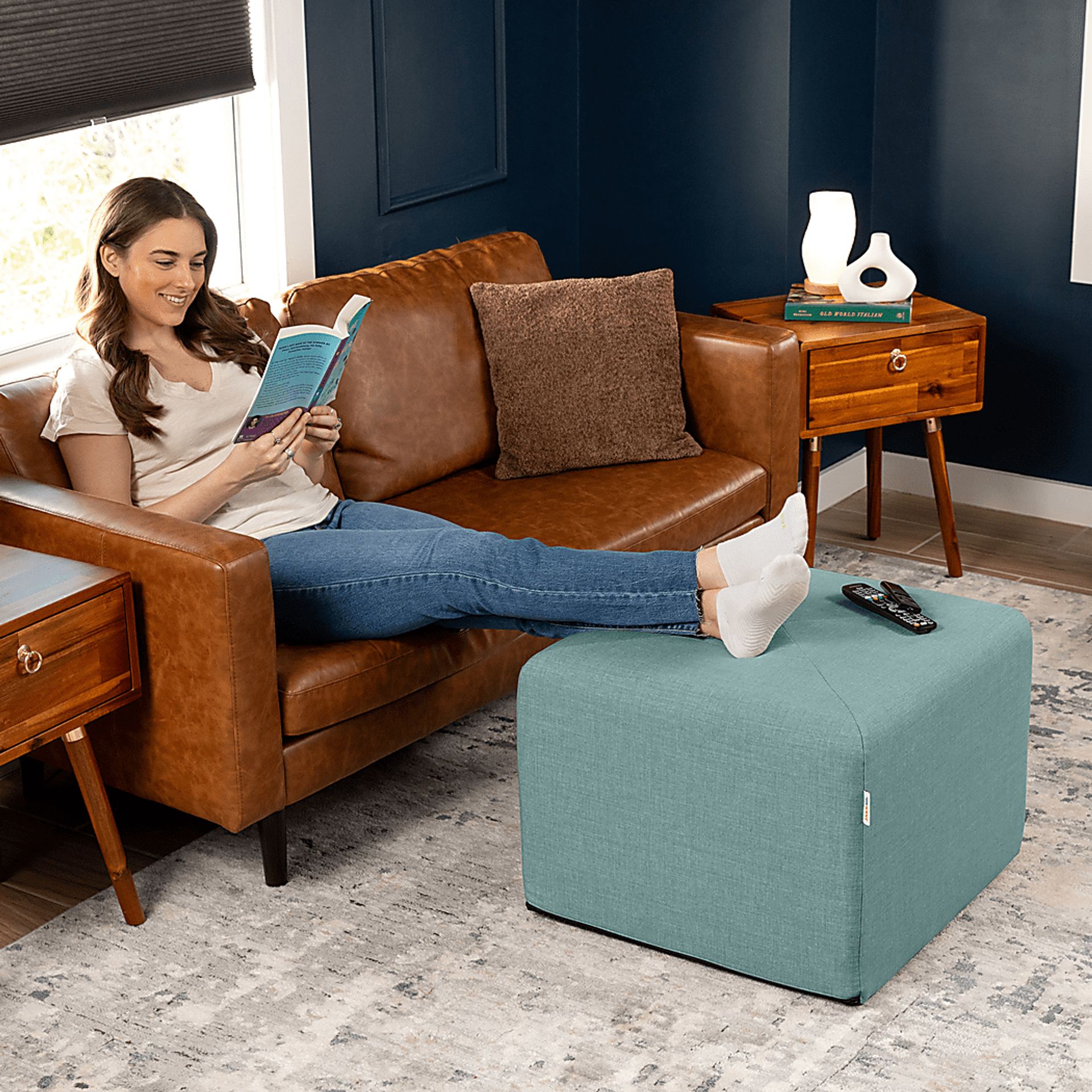 Edunic Blue Large Ottoman - Image 4