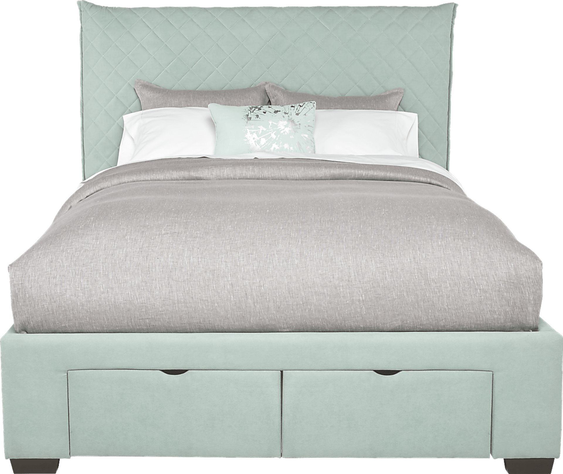 Edyn Seafoam 3 Pc King Upholstered Bed with 2 Drawer Storage - Image 1