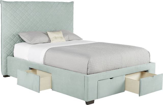 Edyn Seafoam 3 Pc Queen Upholstered Bed with 4 Drawer Storage - Thumbnail - Image 1