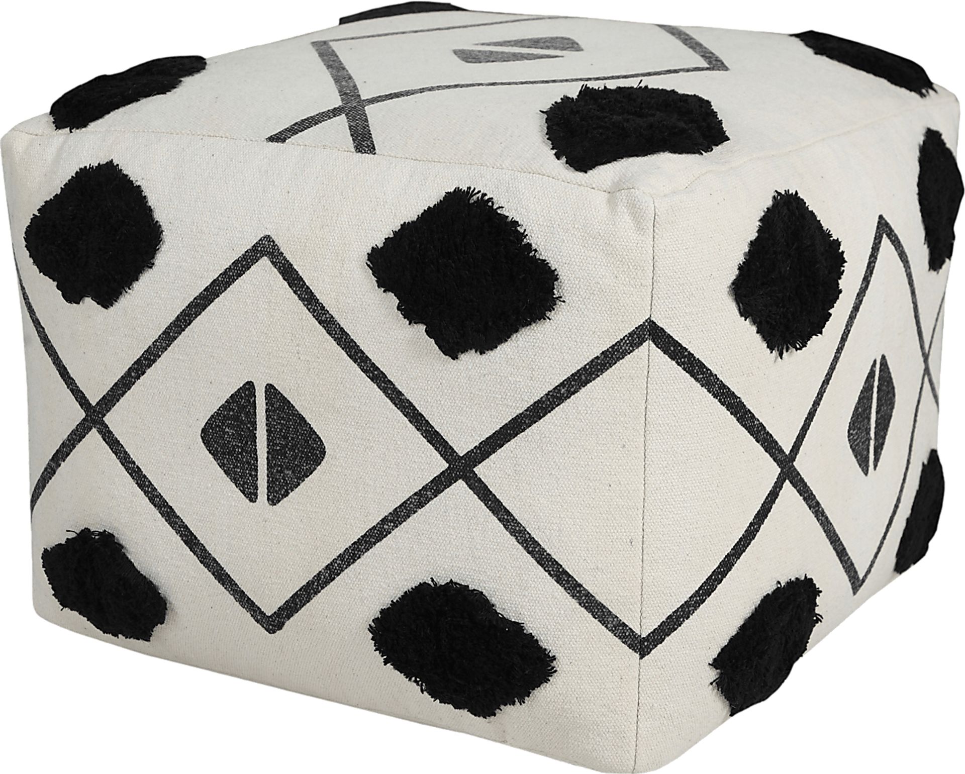Ehsan Black/White Pouf - Image 1