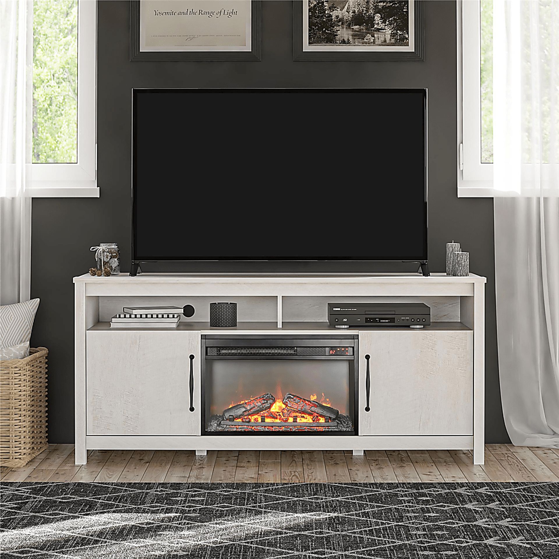 Eilika Ivory 59 in. Console with Electric Fireplace - Image 2