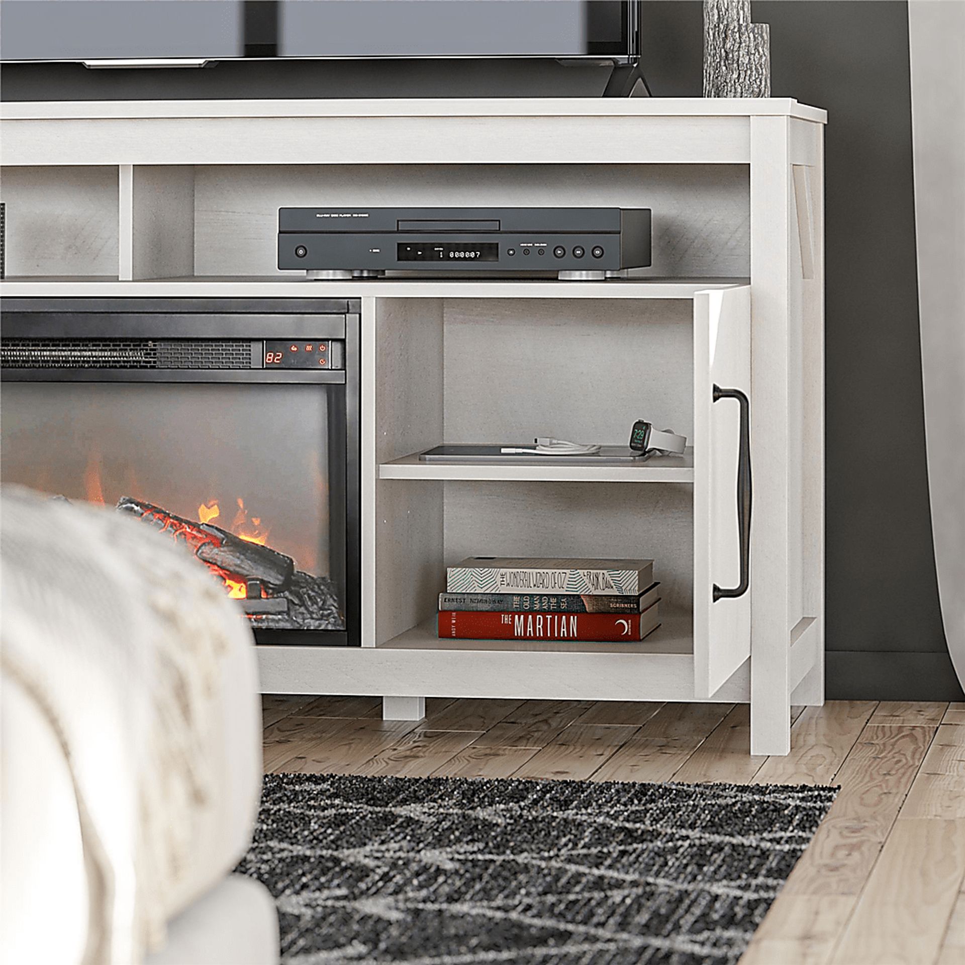 Eilika Ivory 59 in. Console with Electric Fireplace - Image 8