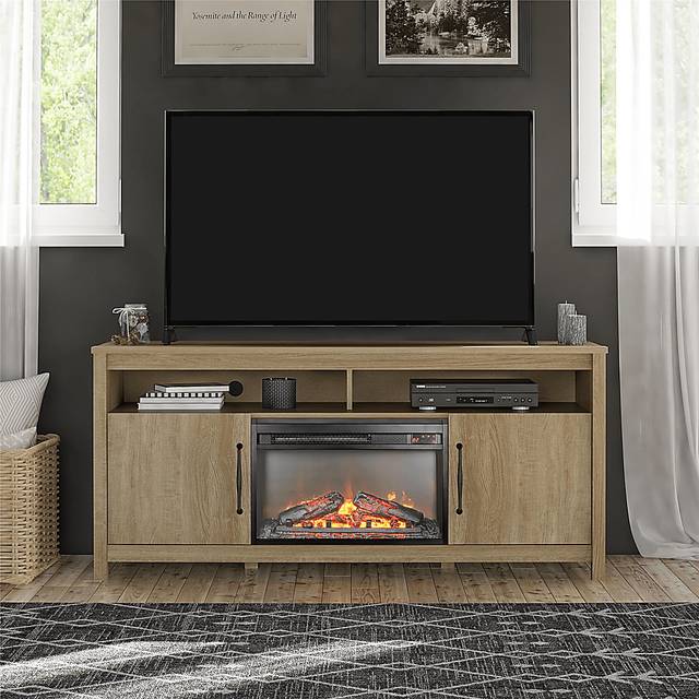 Eilika Oak 59 in. Console with Electric Fireplace - Thumbnail - Image 2