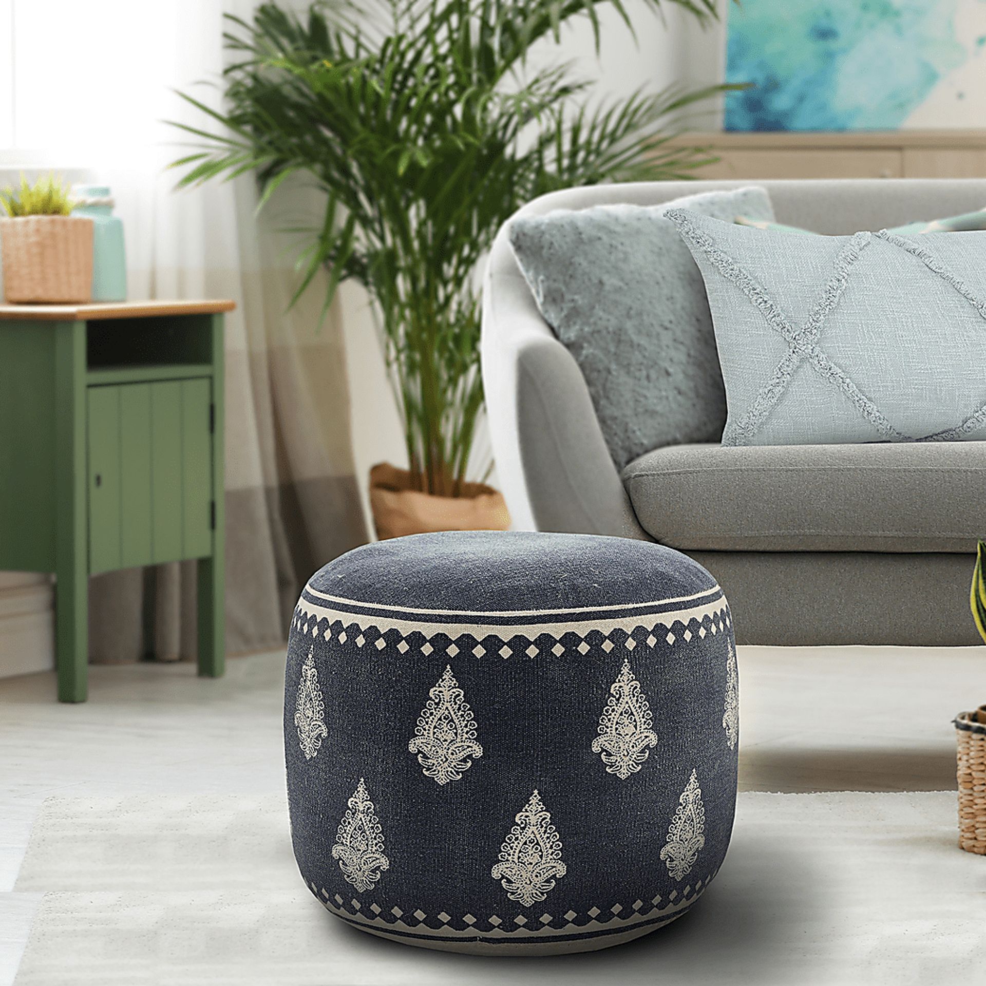 Elandri Navy/Cream Pouf - Image 2