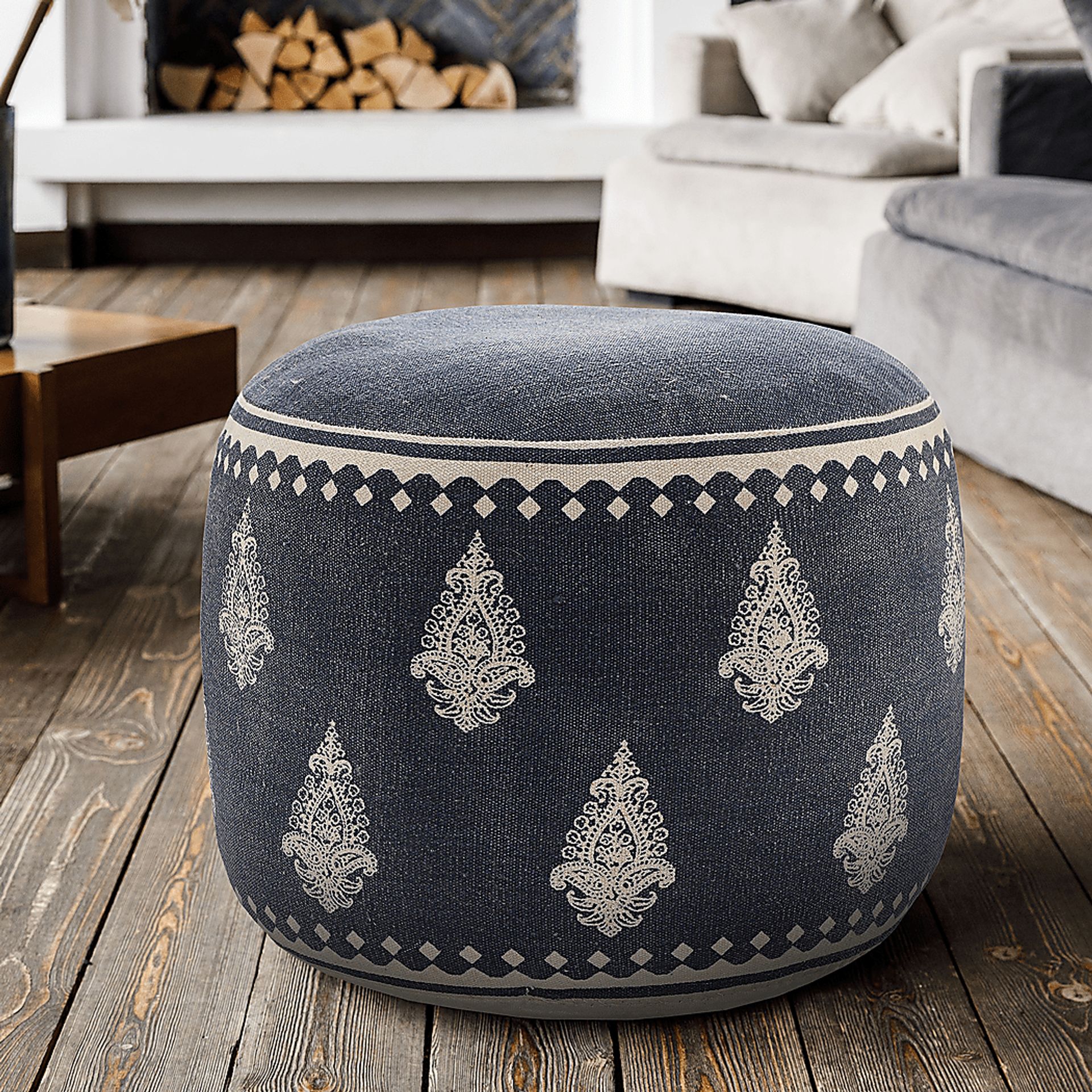 Elandri Navy/Cream Pouf - Image 3