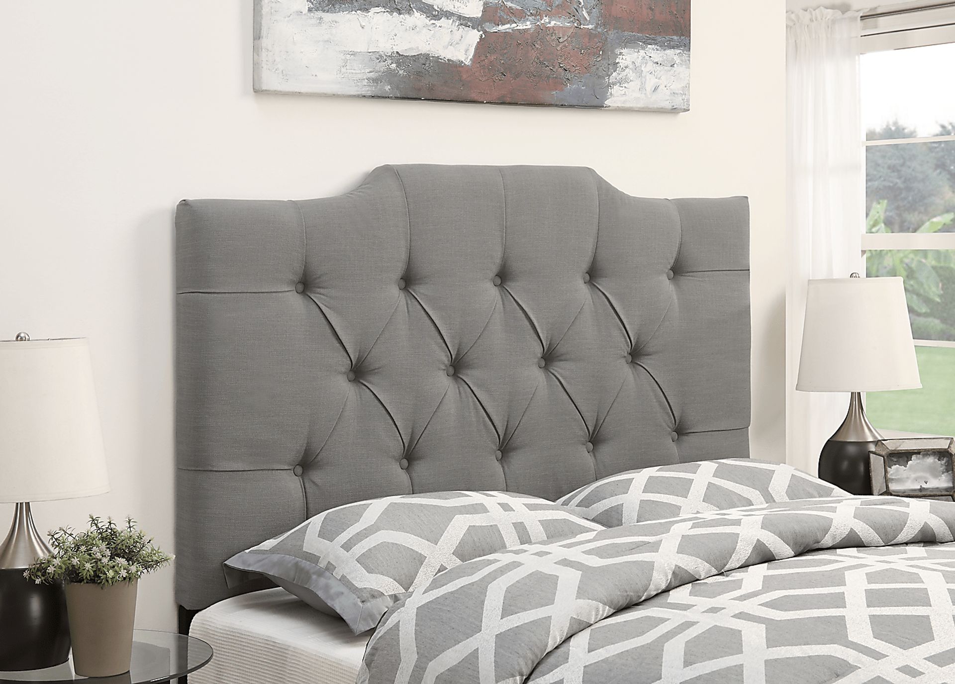 Elani Dove Gray Full/Queen Upholstered Headboard - Image 1