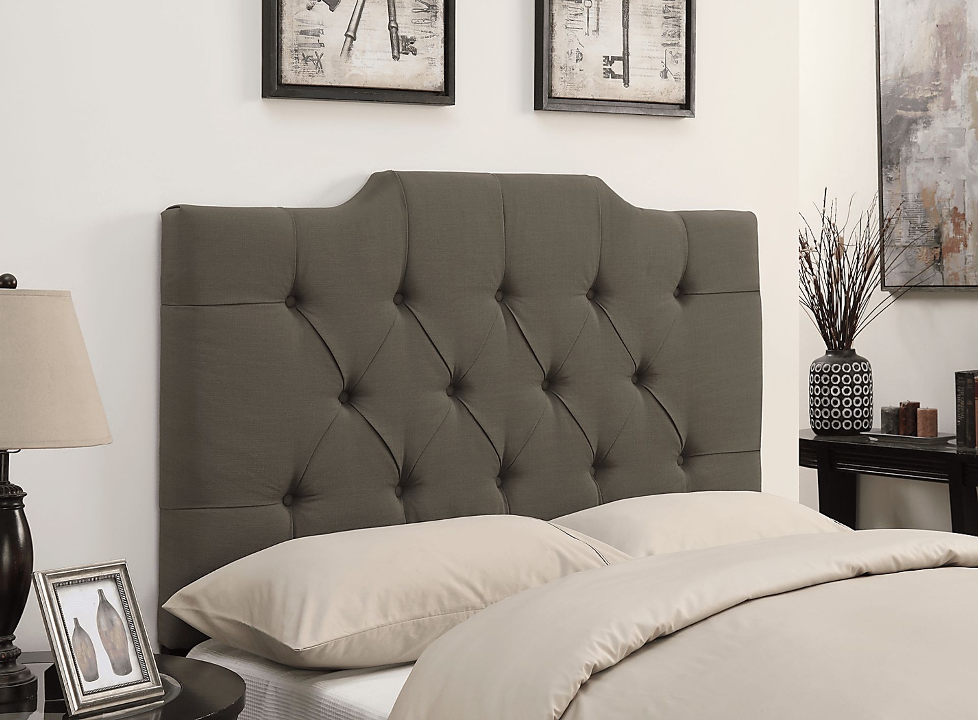 Elani Taupe King Upholstered Headboard - Image 1