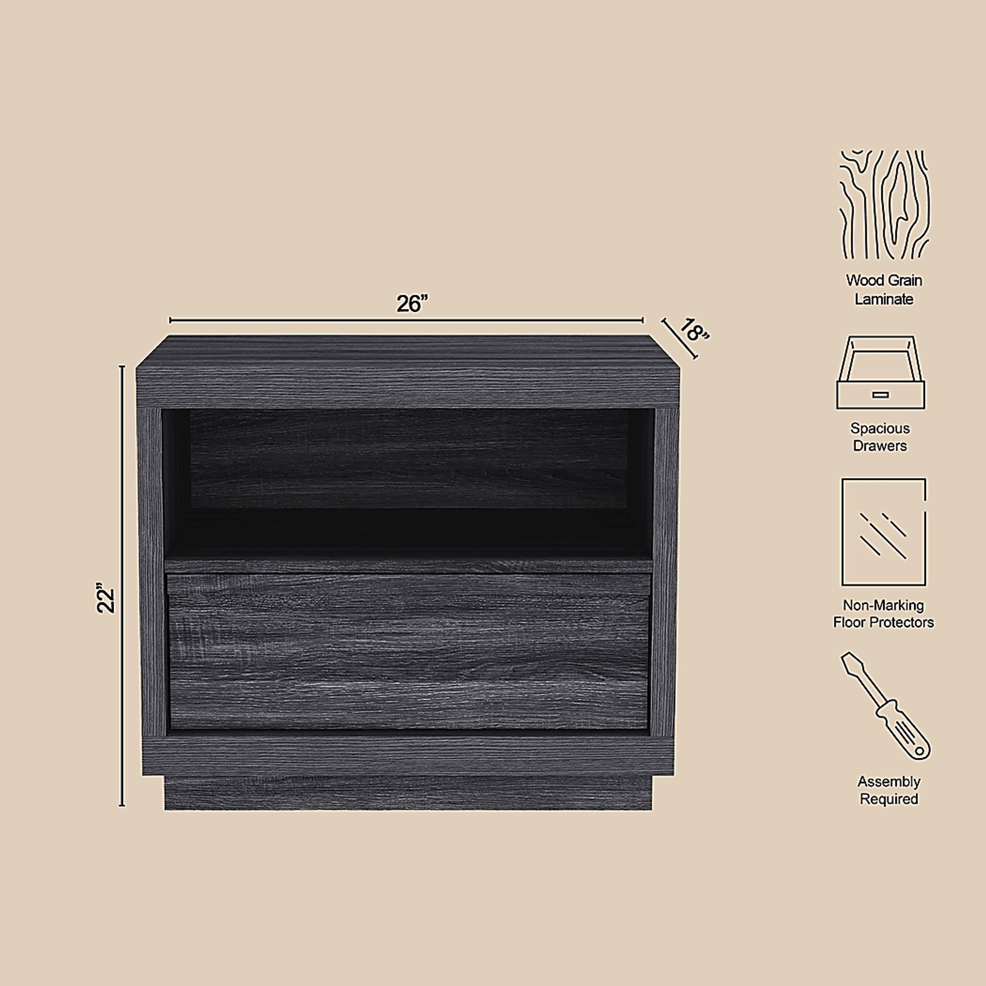 Elda I Gray Nightstand - Image 6