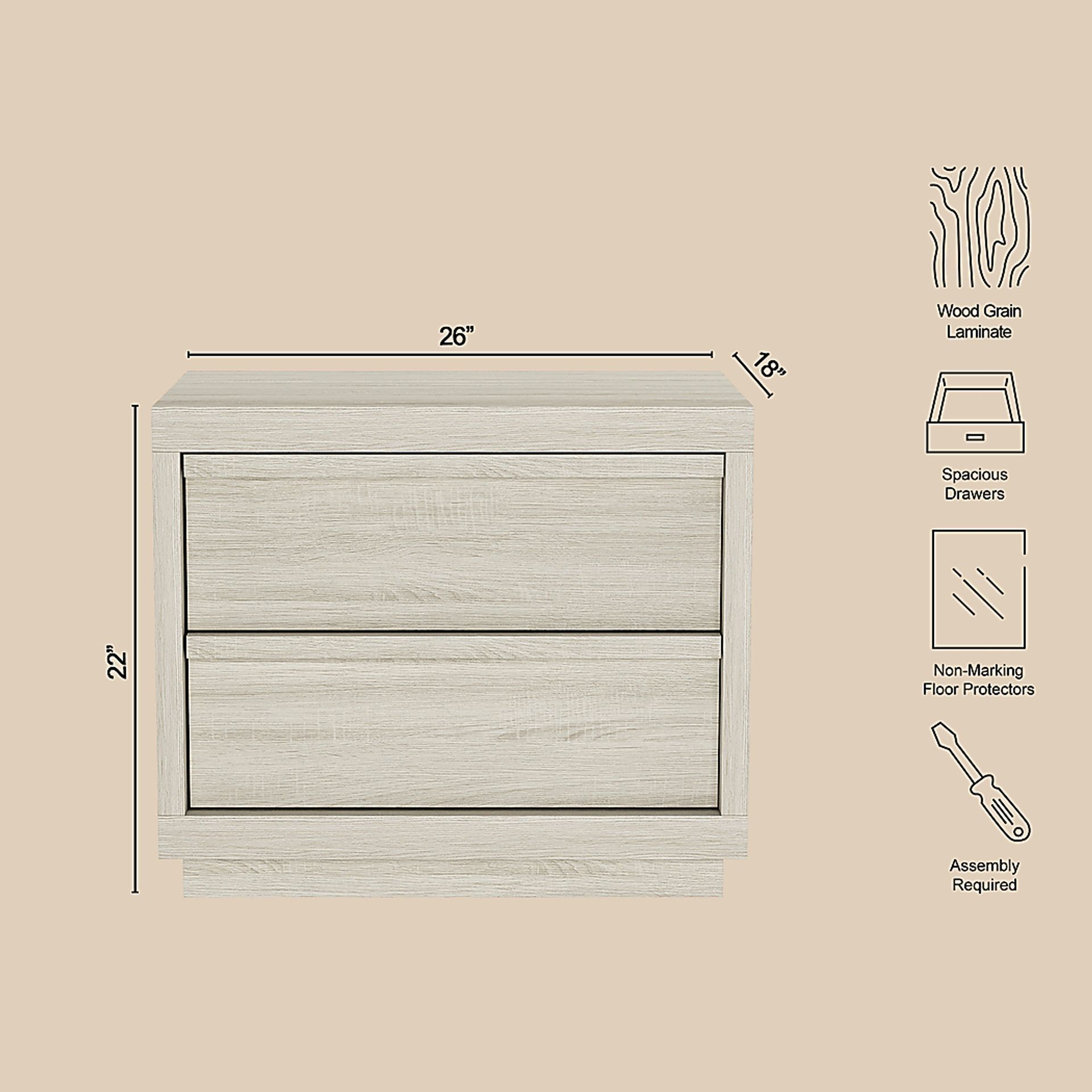 Elda III Beige Nightstand - Image 5