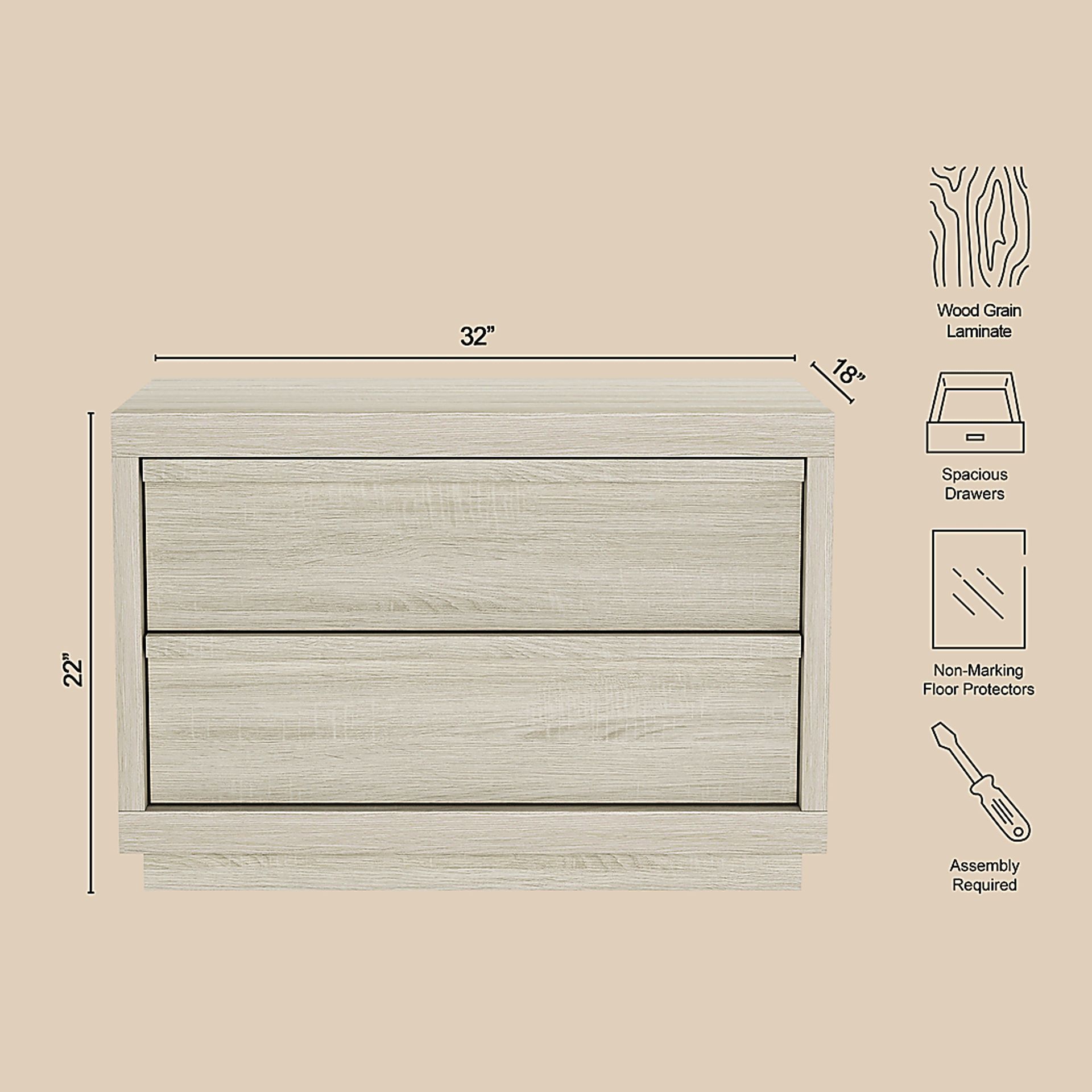 Elda IV Beige Nightstand - Image 8