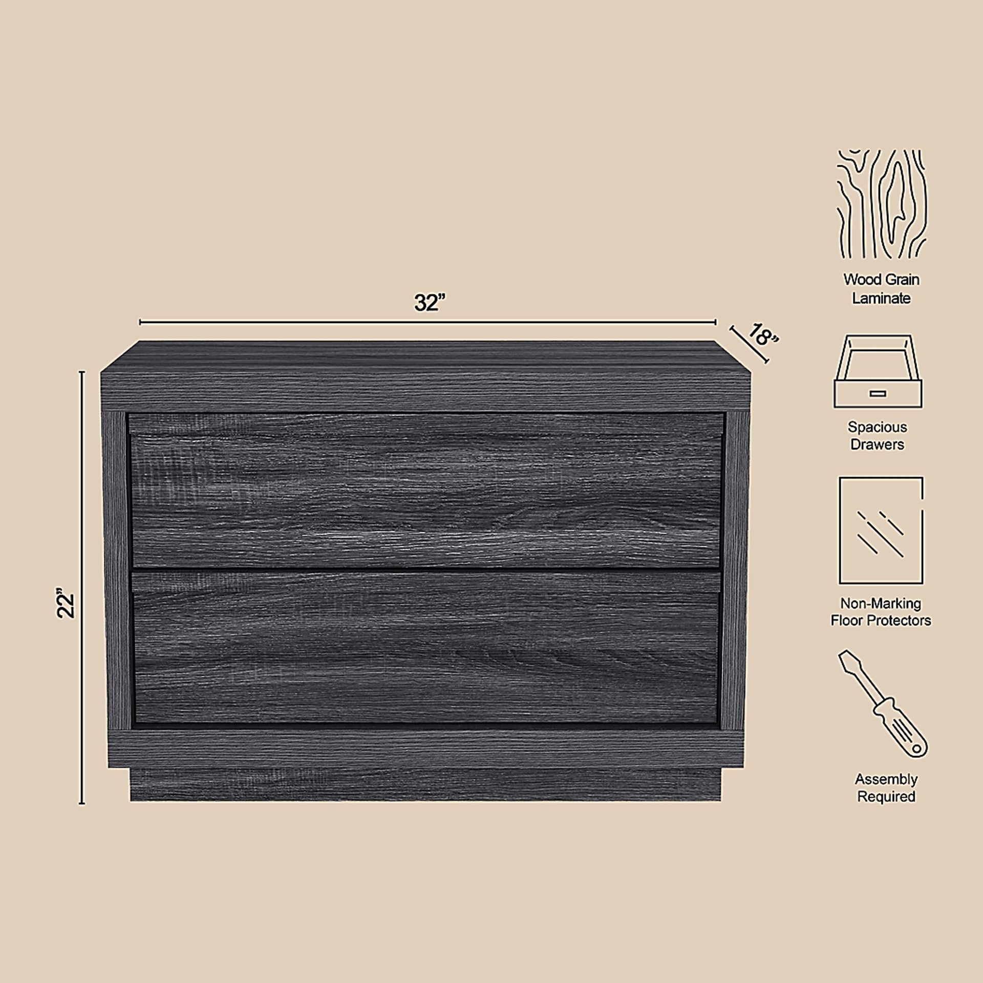 Elda IV Charcoal Nightstand - Image 5
