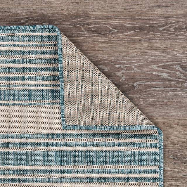 Elgaitere Aqua/White 7'6 x 9'5 Indoor/Outdoor Rug - Thumbnail - Image 5