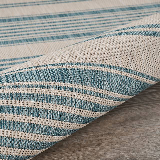 Elgaitere Aqua/White 7'6 x 9'5 Indoor/Outdoor Rug - Thumbnail - Image 6