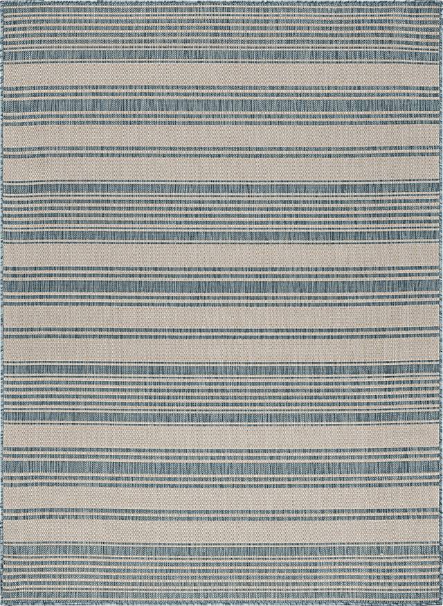 Elgaitere Aqua/White 7'6 x 9'5 Indoor/Outdoor Rug - Thumbnail - Image 1
