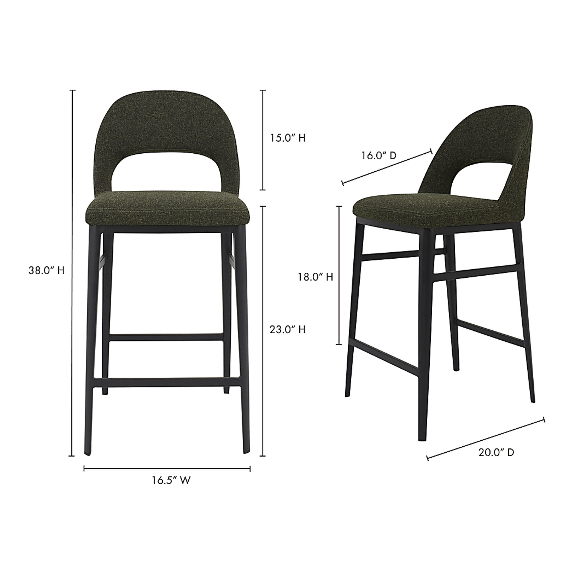 Elias Court Dark Green Counter Stool - Image 7