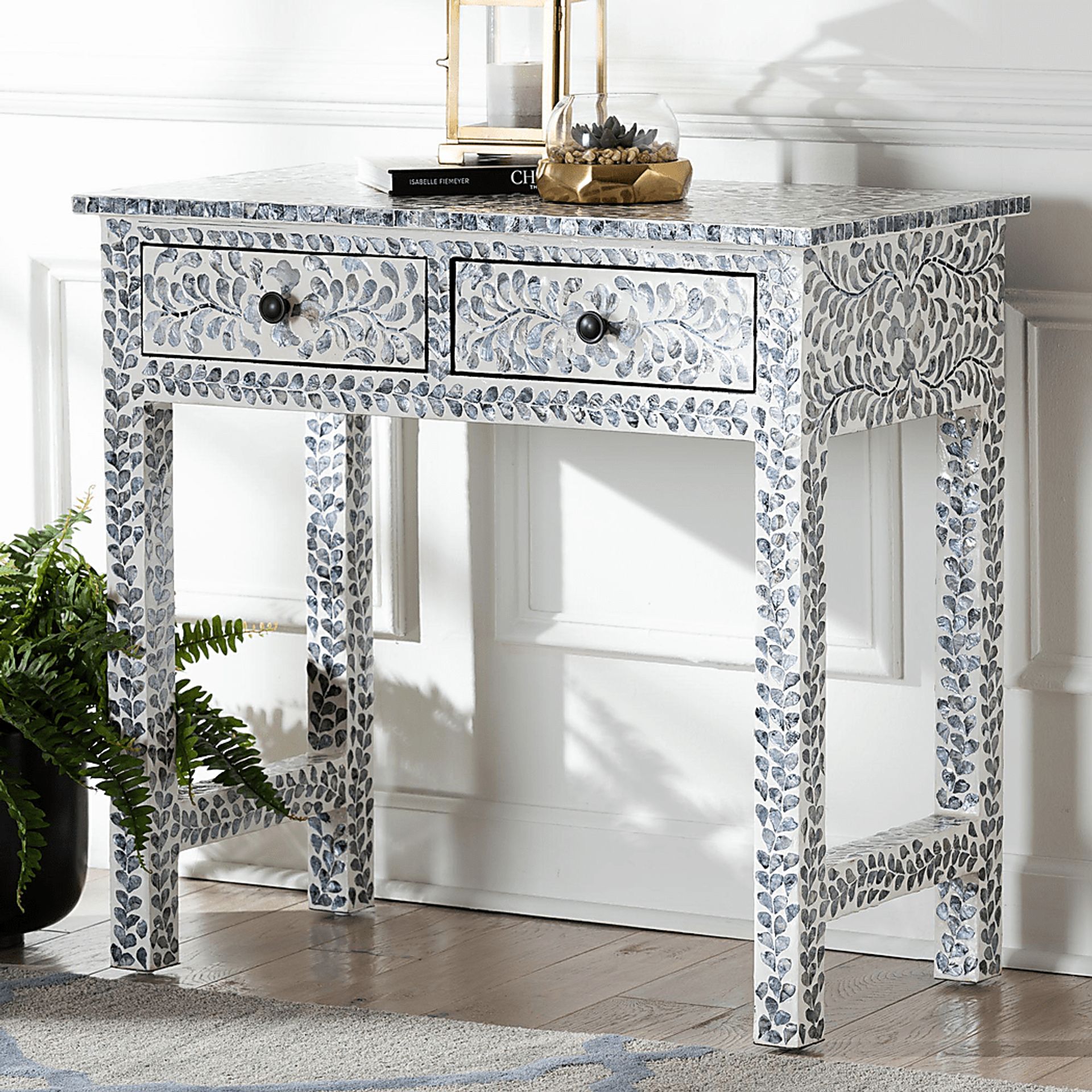 Eliasony White and Black Console Table - Image 2