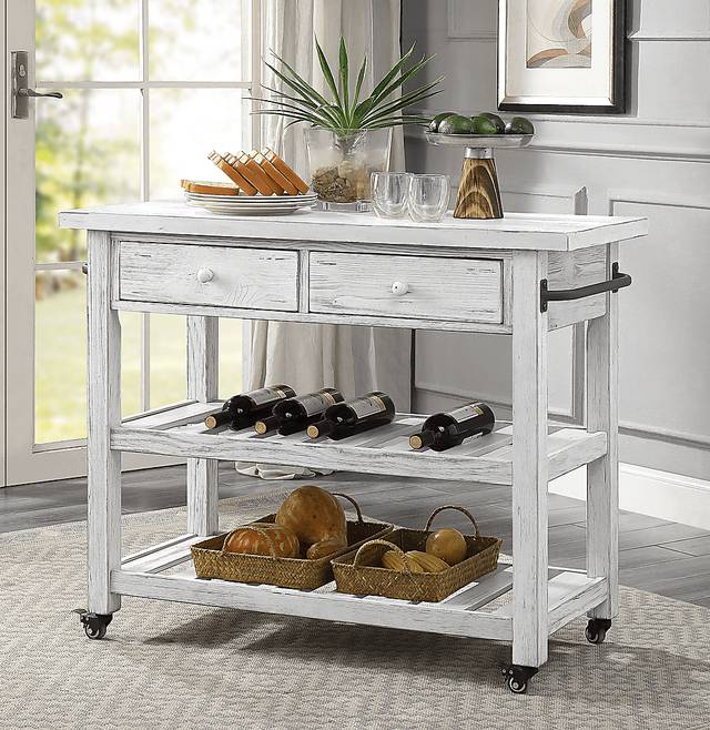 Elinas White Kitchen Cart - Thumbnail - Image 5