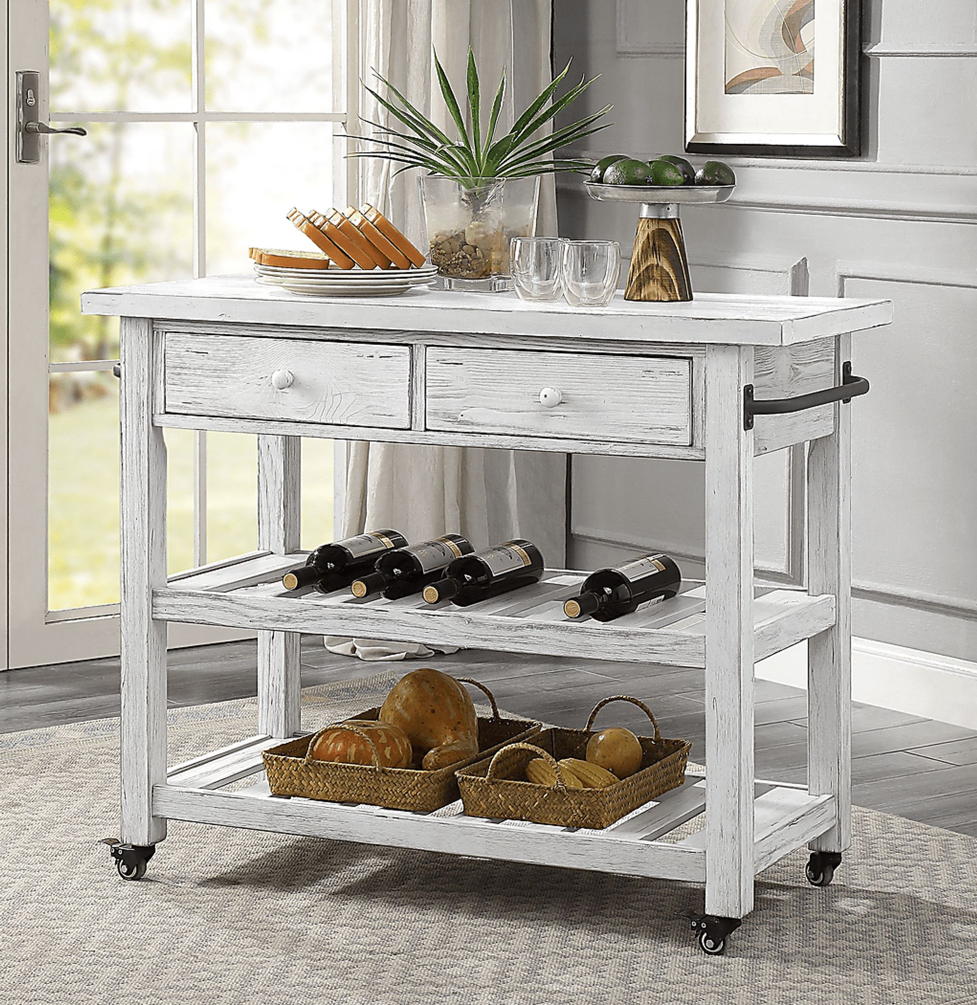 Elinas White Kitchen Cart - Image 5