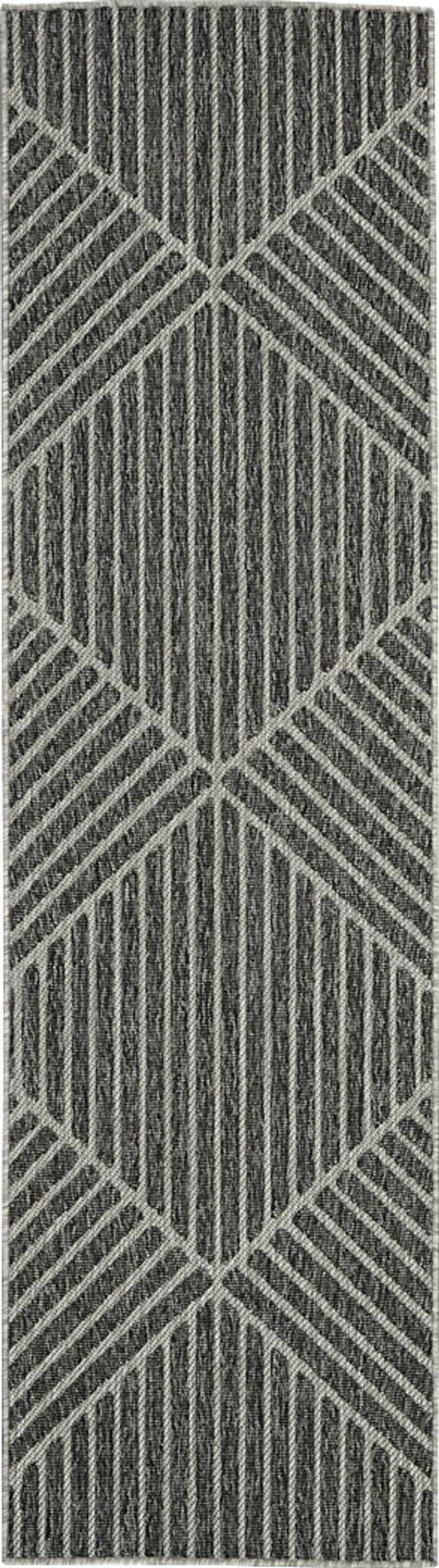 Elize Dark Gray 2'2 x 10' Runner Indoor/Outdoor Rug - Thumbnail - Image 1