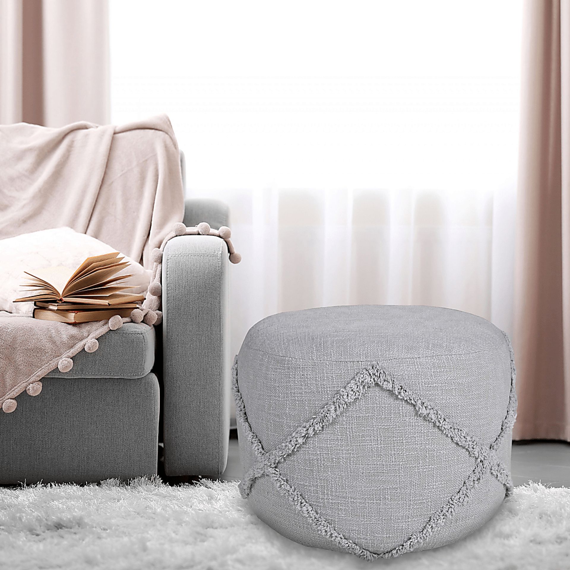 Elizeno I Gray Pouf - Image 3