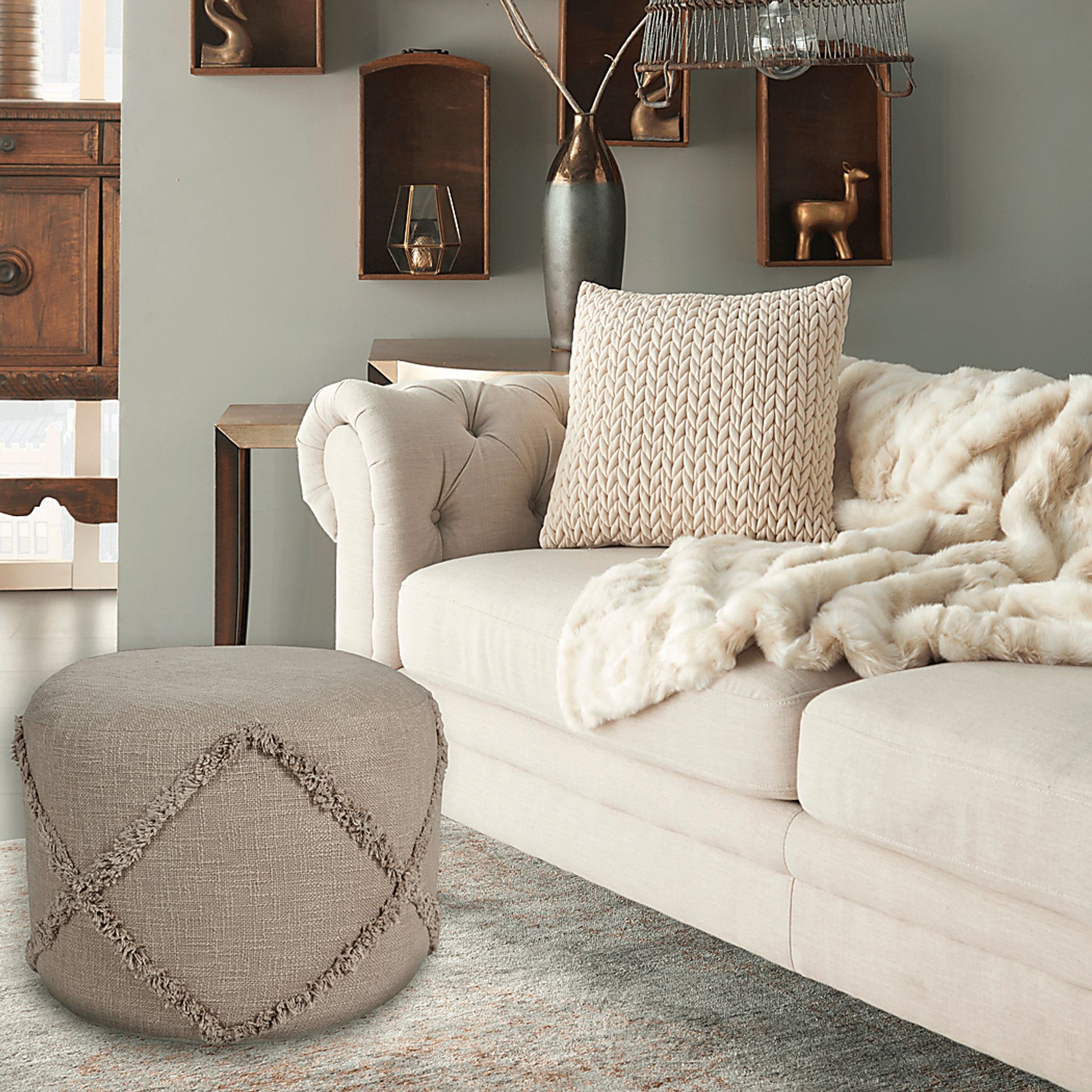 Elizeno I Light Brown Pouf - Image 2