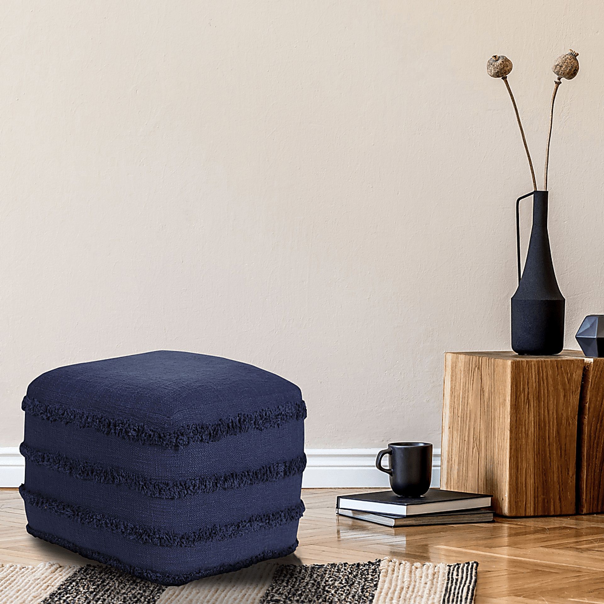Elizeno II Blue Pouf - Image 2