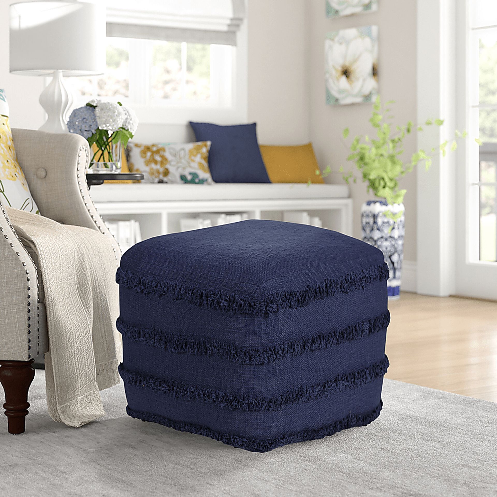 Elizeno II Blue Pouf - Image 3