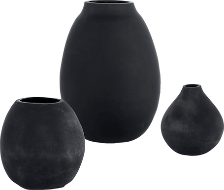 Eljin Black Vase, Set of 3