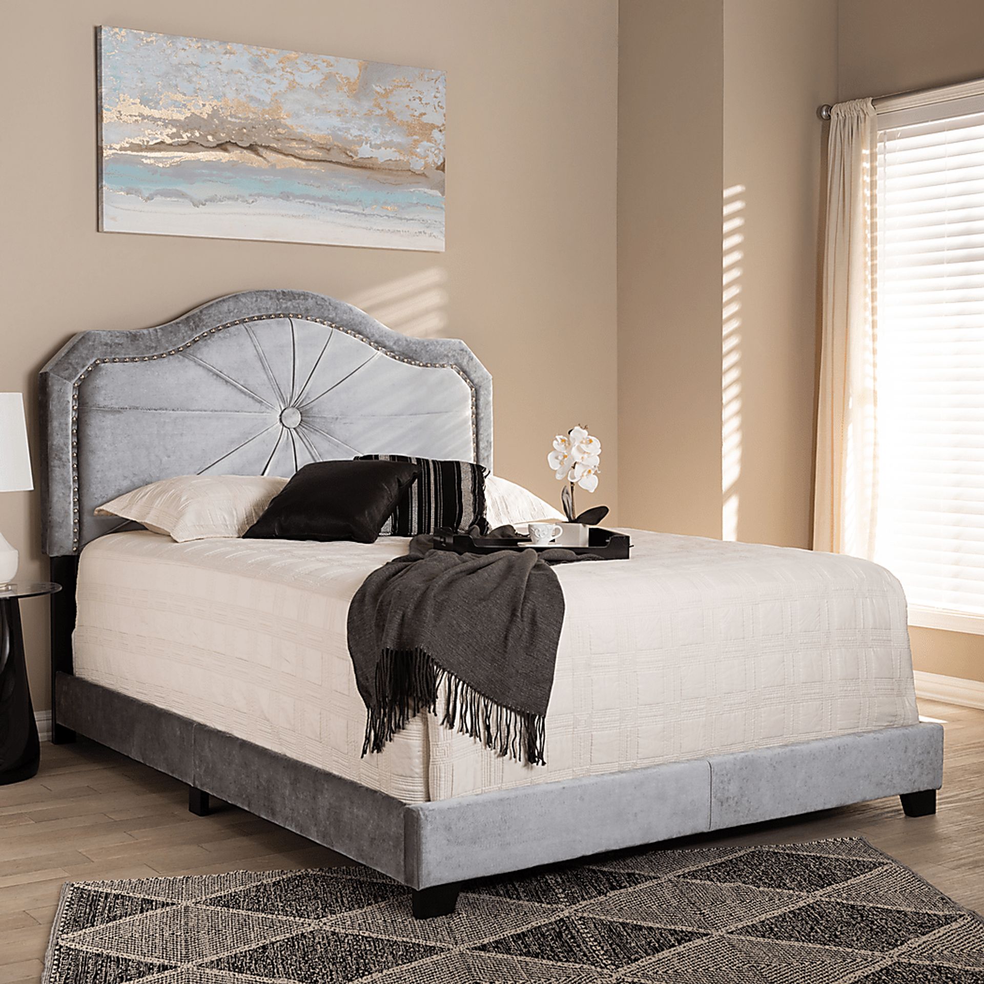 Elkdale Gray Queen Upholstered Bed - Image 1