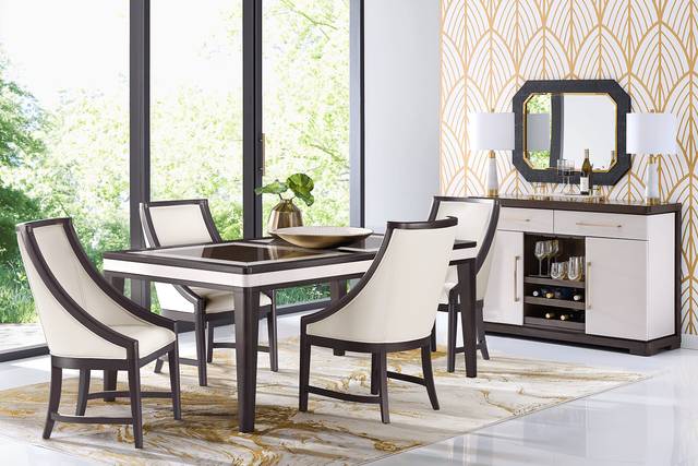 Elko Falls Espresso 5 Pc Dining Room with Upholstered Host Chairs - Thumbnail - Image 1