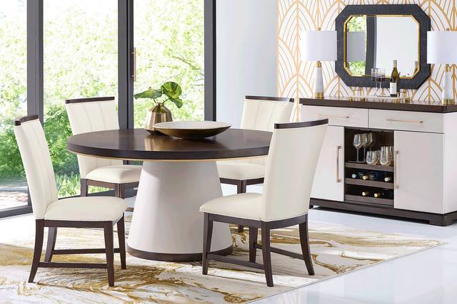 Elko Falls Espresso 5 Pc Round Dining Room with Upholstered Chairs - Thumbnail - Image 1