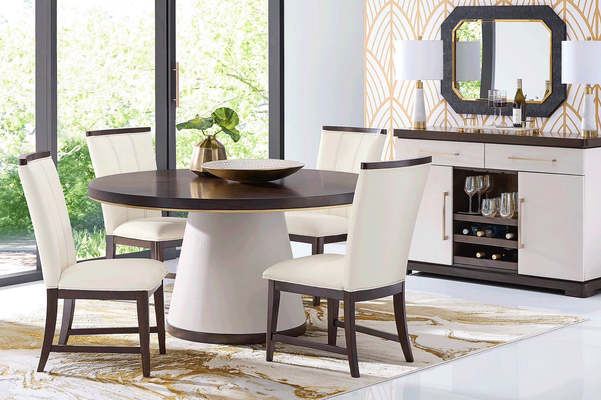 Elko Falls Espresso 5 Pc Round Dining Room with Upholstered Chairs - Image 1