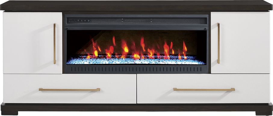 Elko Falls White 80 in. Console with Electric Fireplace