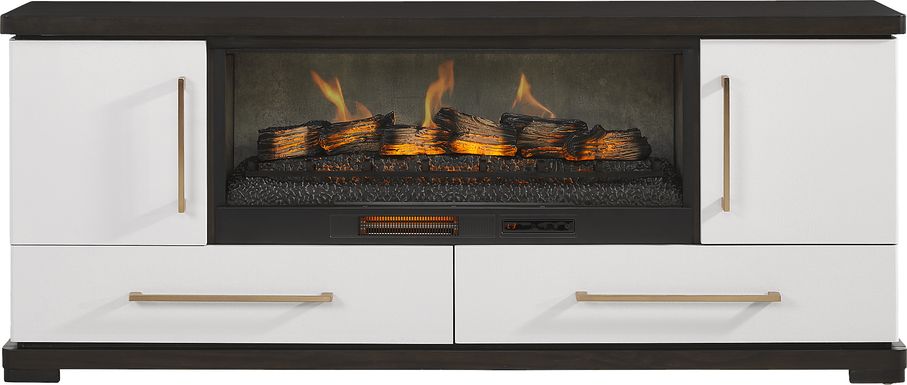 Elko Falls White 80 in. Console with Electric Log Fireplace