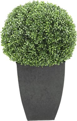 Elland Green 28 in. Artificial Boxwood Ball in Metal Planter