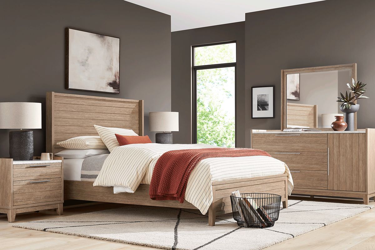 Ellenbrook 5 Pc Brown Dark Wood King Bedroom Set With Dresser, Mirror ...