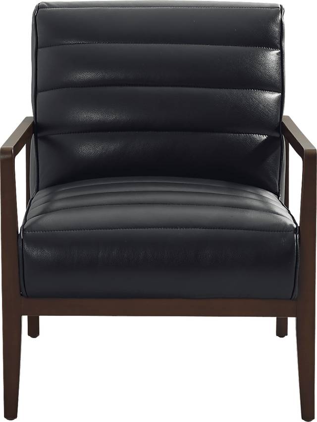 Ellenwood Black Leather Accent Chair - Thumbnail - Image 2