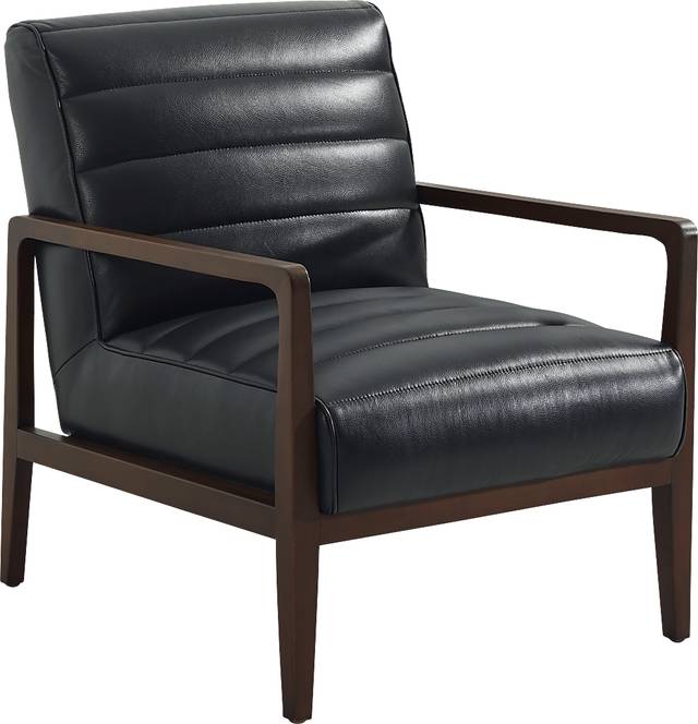 Ellenwood Black Leather Accent Chair - Thumbnail - Image 1