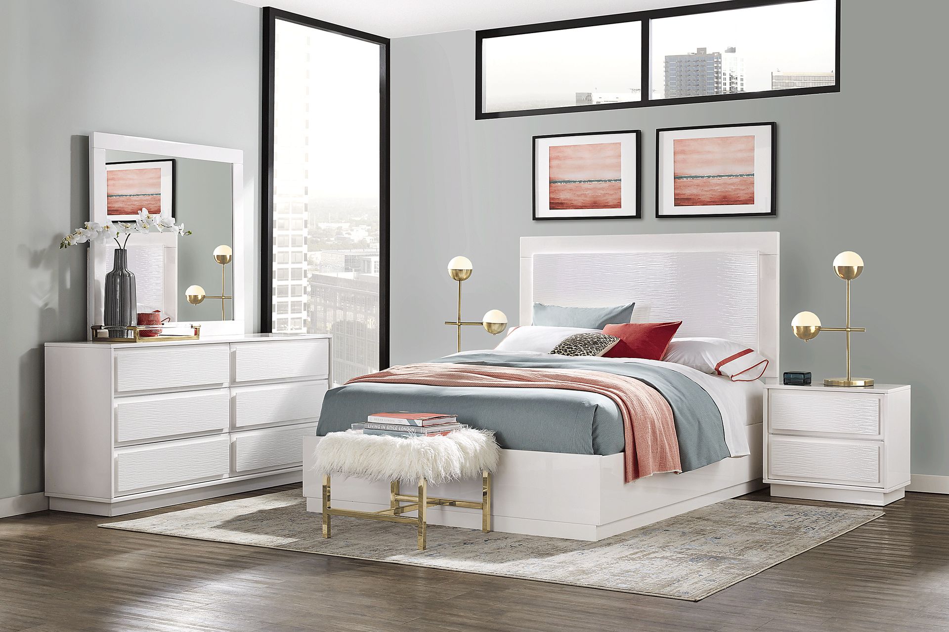 Ellery Way White 7 Pc Queen Panel Bedroom - Image 1