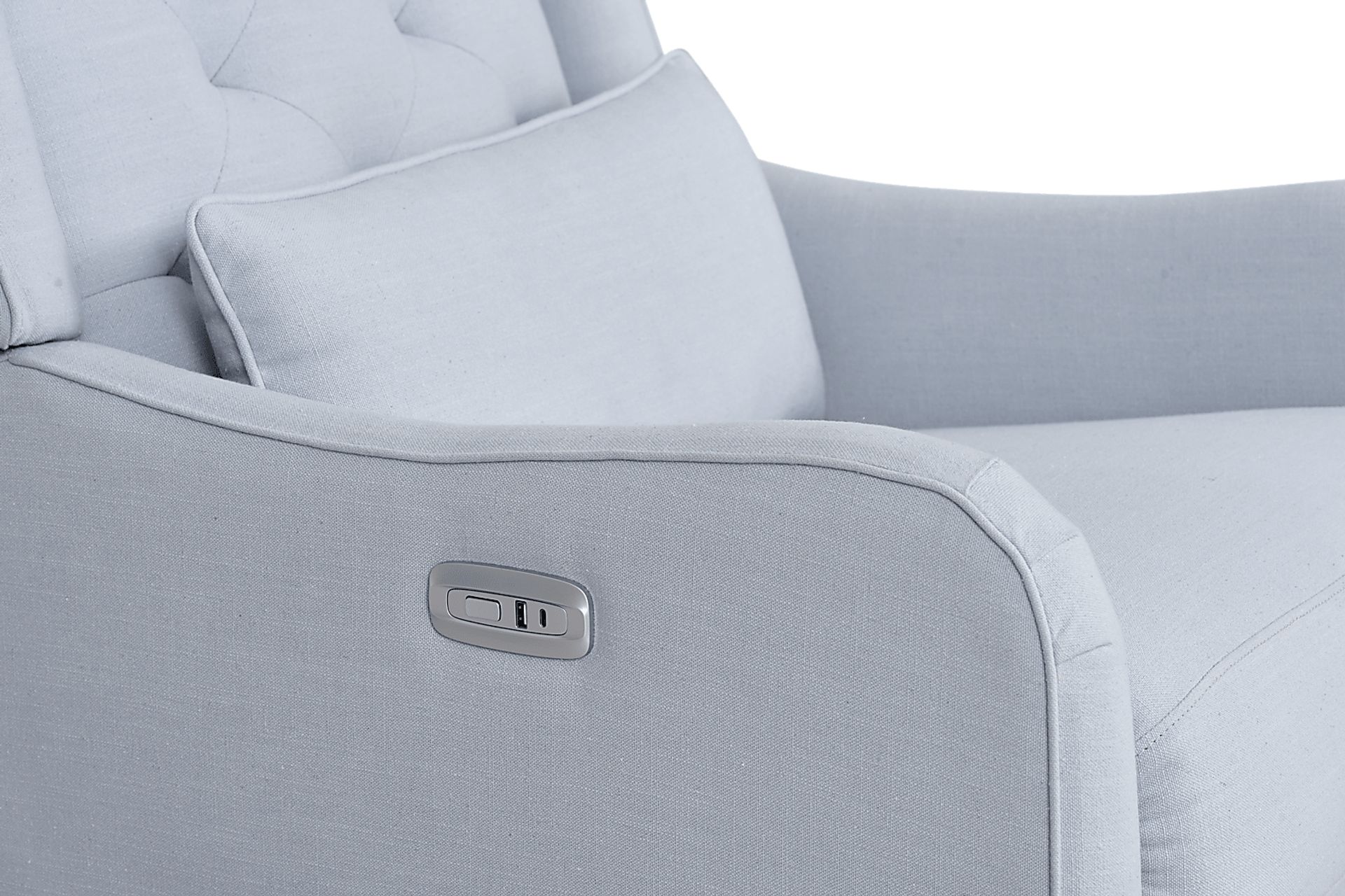 Ellie May Light Blue Power Glider Recliner with Swivel - Image 5
