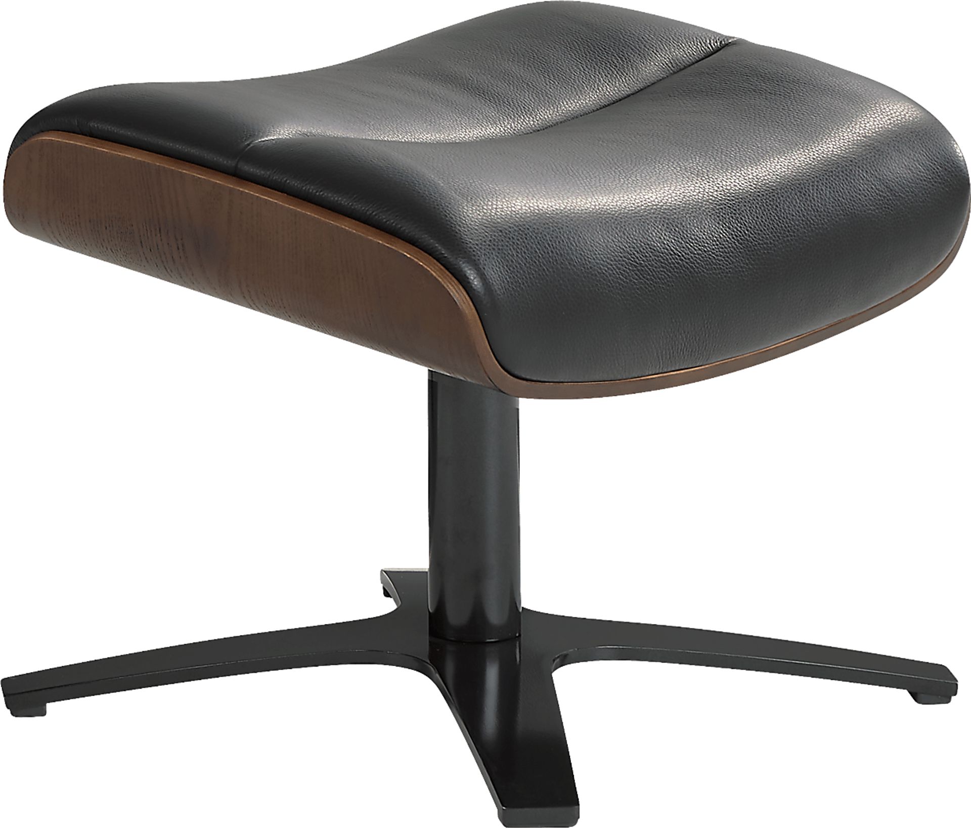 Elliot Black Leather Ottoman - Image 2