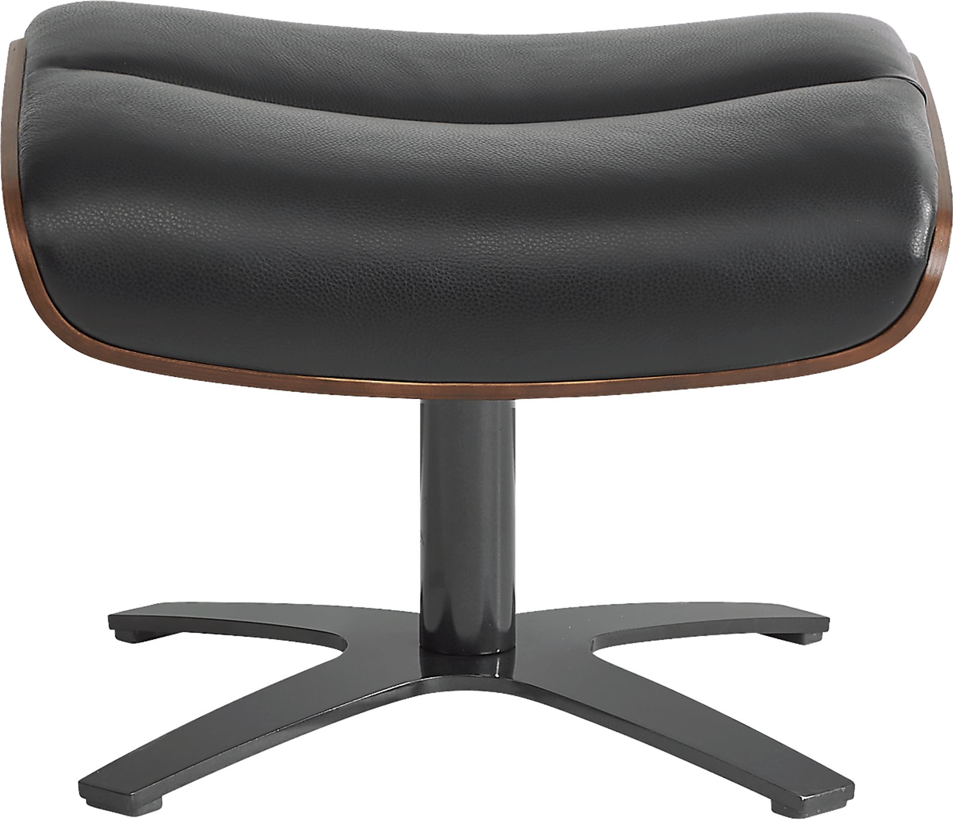 Elliot Black Leather Ottoman - Image 1