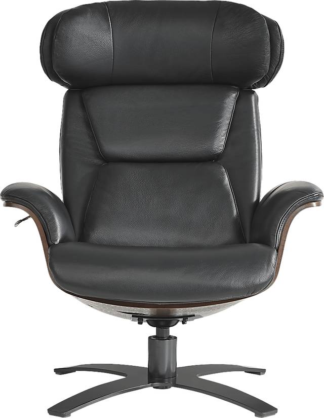 Elliot Black Reclining Leather Swivel Chair - Thumbnail - Image 2