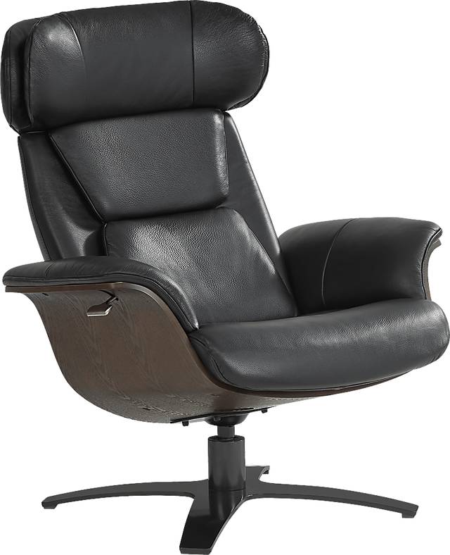 Elliot Black Reclining Leather Swivel Chair - Thumbnail - Image 1