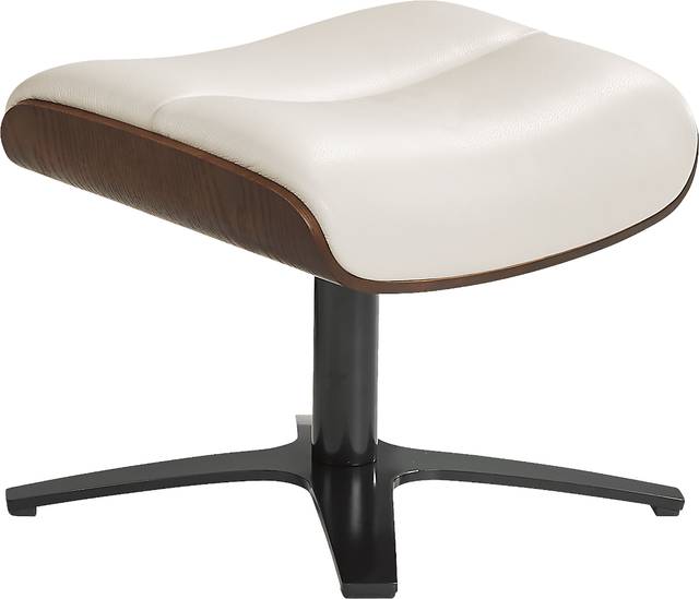 Elliot Ivory Leather Ottoman - Thumbnail - Image 2
