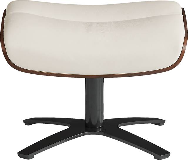 Elliot Ivory Leather Ottoman - Thumbnail - Image 1