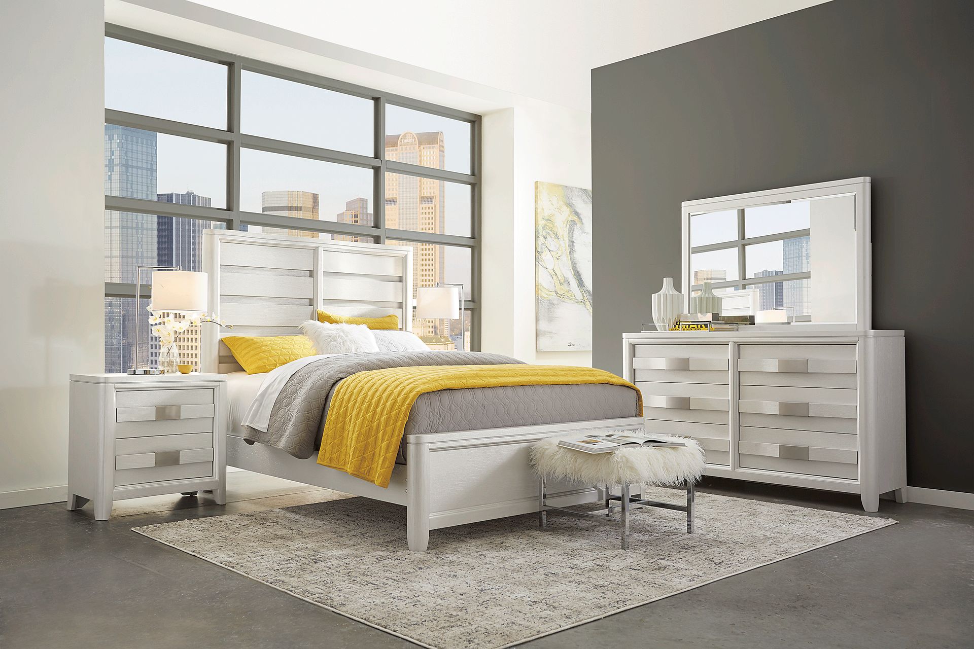 Elliot Park Platinum 7 Pc King Panel Bedroom - Image 1