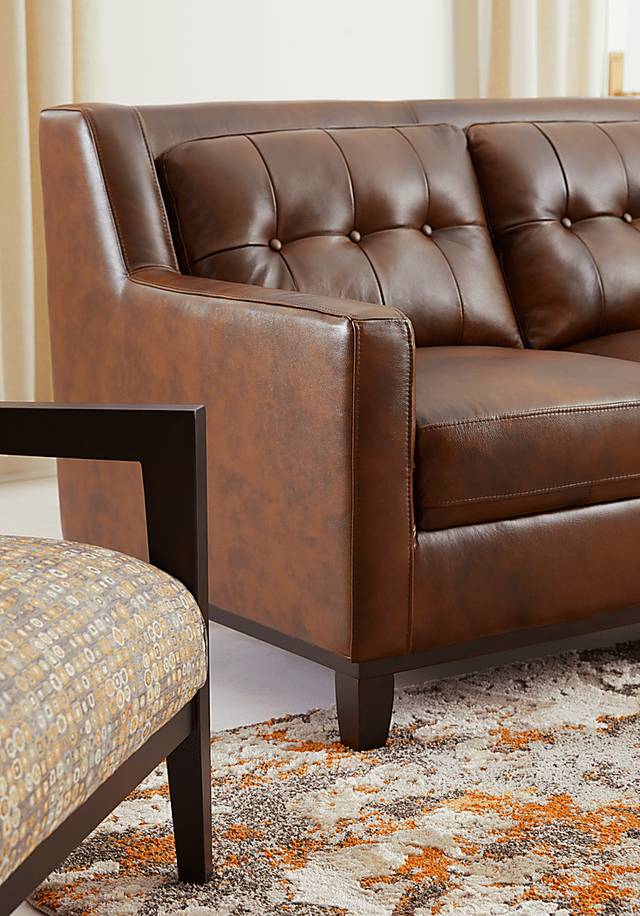 Ellora Brown Leather Sofa - Thumbnail - Image 3