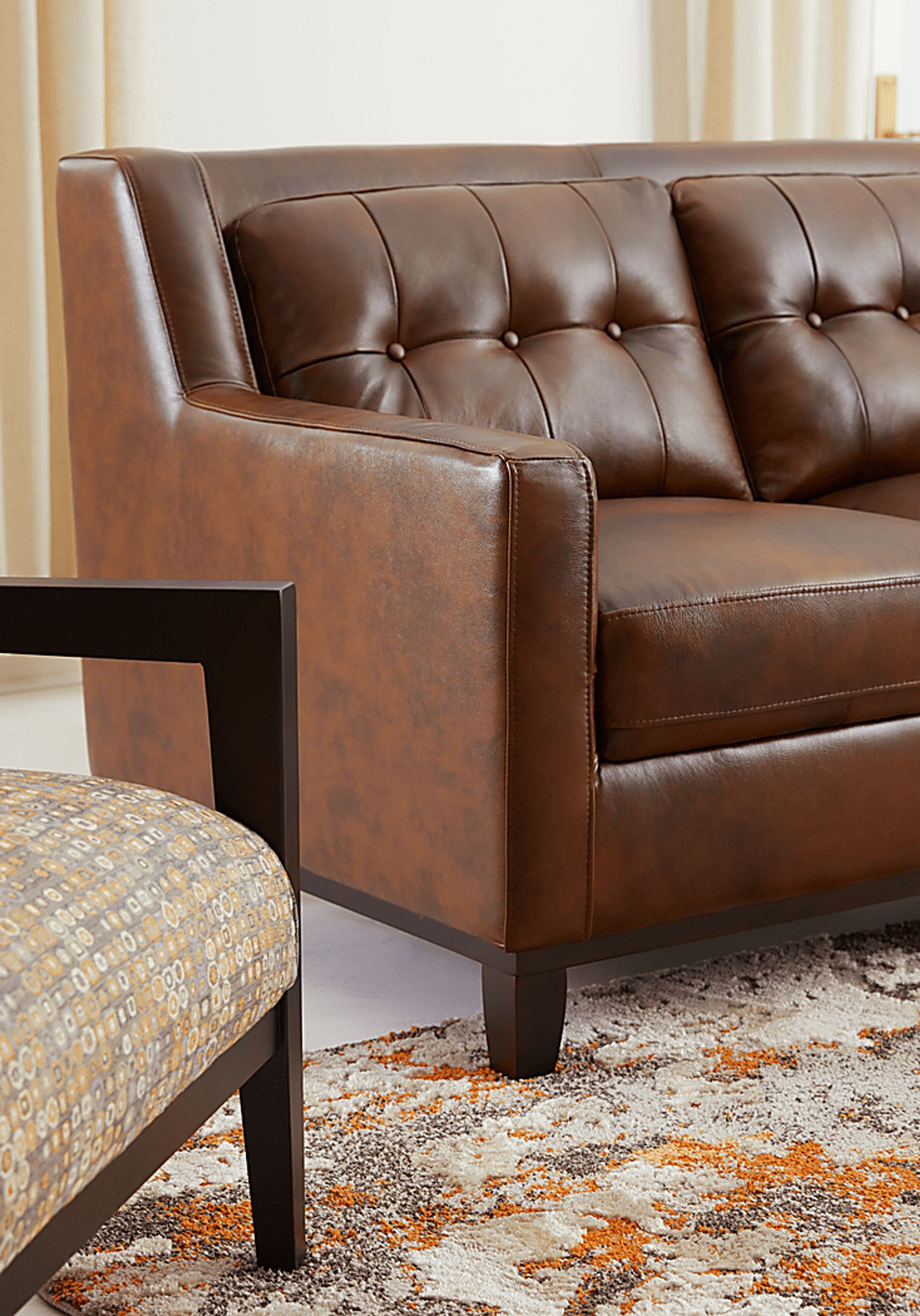 Ellora Brown Leather Sofa - Image 3