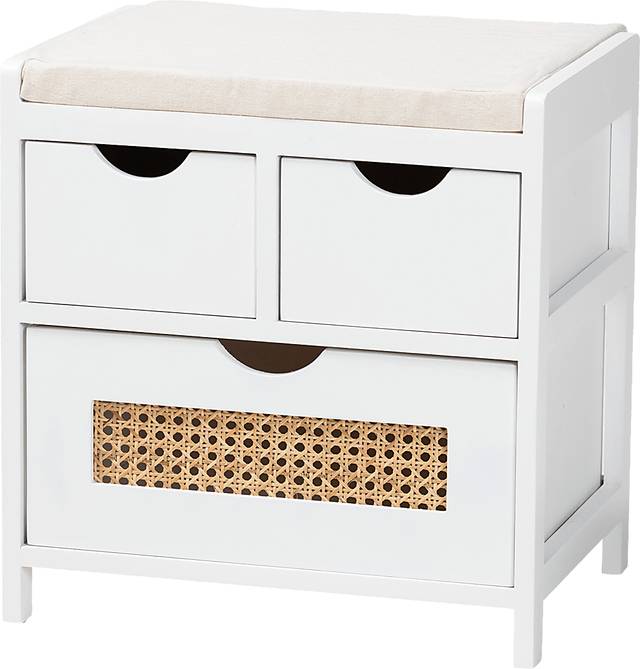 Ellortina White Storage Bench - Thumbnail - Image 1